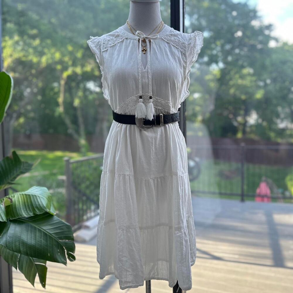 Sonoma White Cottagecore Boho Midi Dress